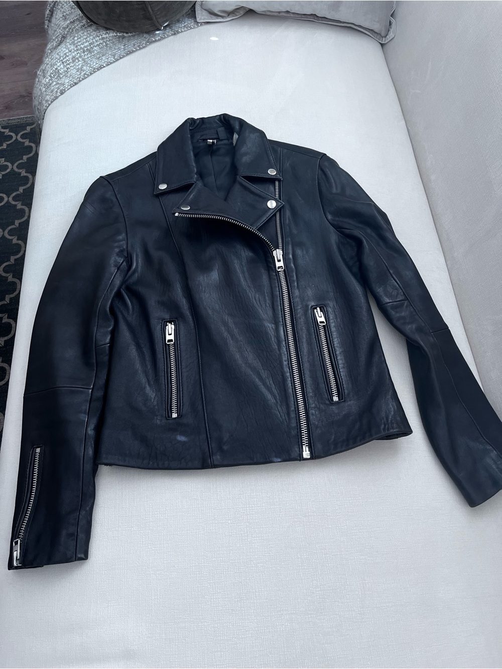 Topshop Black Faux Leather Asymmetric Moto Jacket